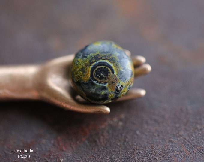 last ones .. MATTE TWILIGHT PEBBLES .. 10 Rustic Premium Picasso Czech Glass Lentil Bead 10mm (10428-10) .. jewelry supplies