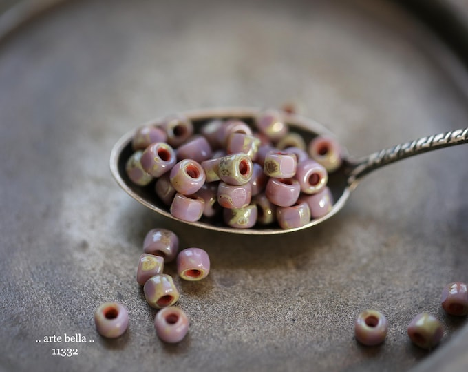 New .. EARTHY LAVENDER SEEDS .. 100 Premium Picasso Czech Glass 3 Cut Seed Beads Size 6/0 (11332-100) .. jewelry supplies