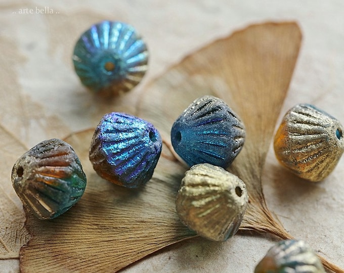 back in stock .. GOLDEN MYSTIC CABO Tutus .. 15 Premium Etched Czech Glass Fluted Bicone Beads 11mm (8800-st) .. jewelry supplies