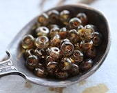 GILDED AMBER BITS 100 Premium Picasso Czech Glass Smooth Rondelle Beads 2x3mm (5021-100)