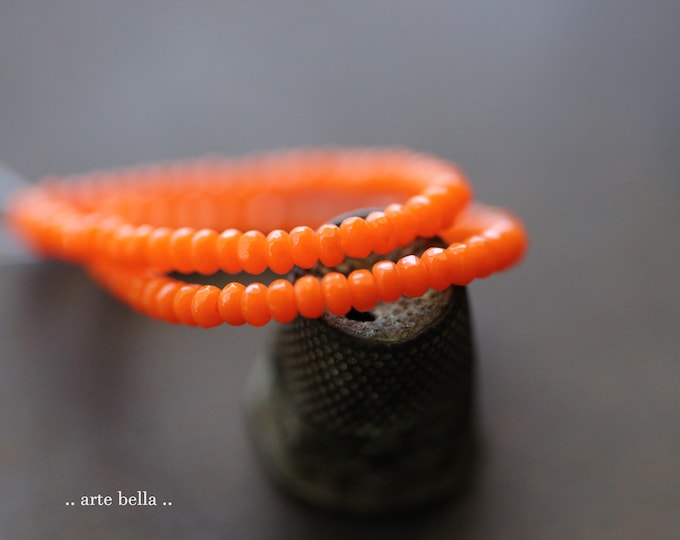 JUICY ORANGE BITS .. 50 Premium Czech Glass Gem Cut Micro Faceted Rondelle Beads 3x2mm (9441-st) .. jewelry supplies