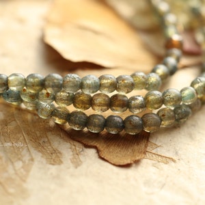 premium glass beads .. SLATE BLUE MIST 4mm .. 50 Etched Picasso Czech Glass Druk Beads (6973-st) .. jewelry supplies