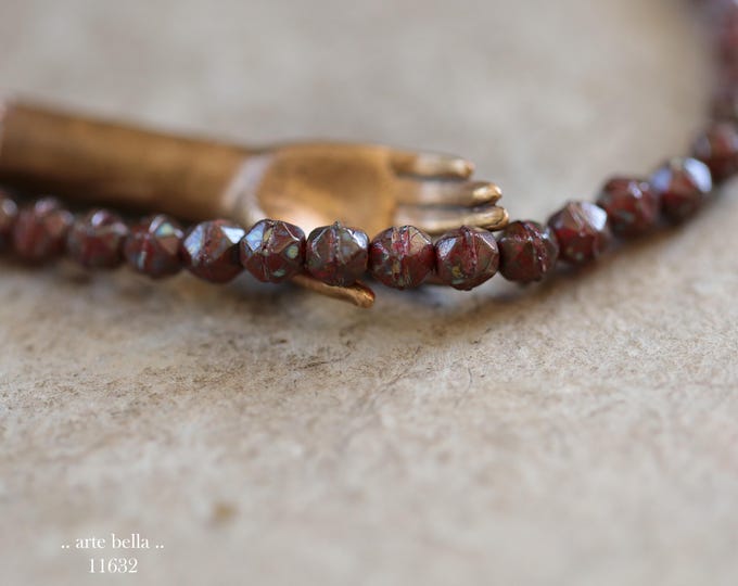 New .. EARTHY MAROON BEBE Nuggets .. 50 Picasso Czech Glass Faceted English Cut Beads 4mm (11632-st) .. jewelry supplies