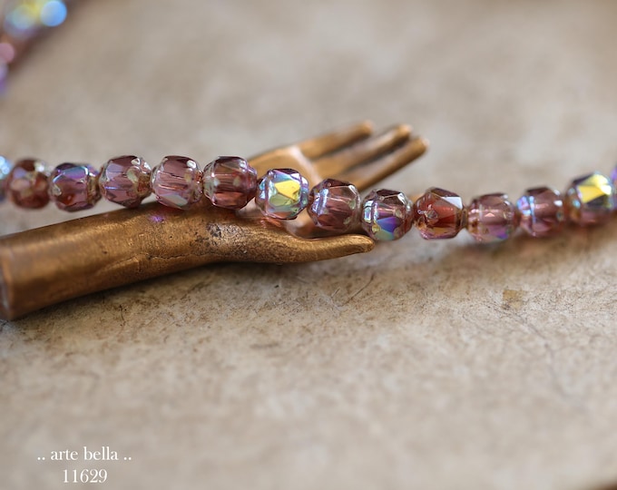New .. MYSTIC AMETHYST BEBE Cathedrals .. 40 Picasso Czech Glass Faceted Cathedral Beads 4mm (11629-st) .. jewelry supplies