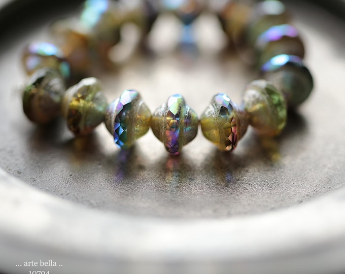 Silvered MYSTIC ROYALTY BLISS .. 15 Premium Czech Glass Saturn Beads 8x10mm (10794-st) .. jewelry supplies