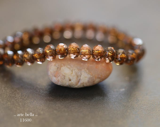 New .. SILVERED PEACH BABIES .. 30 Premium Czech Glass Faceted Rondelle Beads 3x5mm (11600-st) .. jewelry making supplies