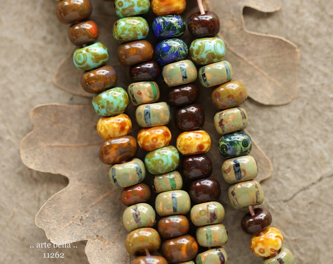 New .. BOHEMIAN SEED MIX No. 11262 .. 20" Premium Picasso Czech Glass Aged Striped Seed Bead Mix Size 2/0-3/0 (11262-st)