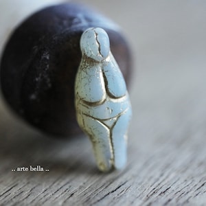 premium glass beads .. GOLDEN MILK GODDESS .. 4 Matte Czech Glass Goddess Beads 25x10mm (9579-4) .. jewelry supplies