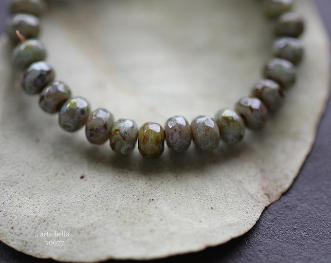 MOSSY GRAY BABIES .. 30 Premium Picasso Czech Glass Faceted Rondelle Beads 3x5mm (10677-st) .. jewelry supplies