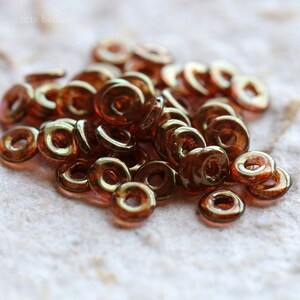 GOLDEN ROSE O RINGS .. 200 Premium Picasso Czech Glass O Ring Beads 4x1mm 7246-200 image 2