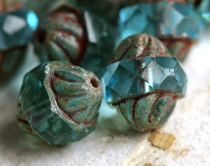 back in stock .. TWISTED SKIES .. 10 Premium Picasso Czech Glass Turbine Beads 10x11mm (6932-10) .. jewelry supplies