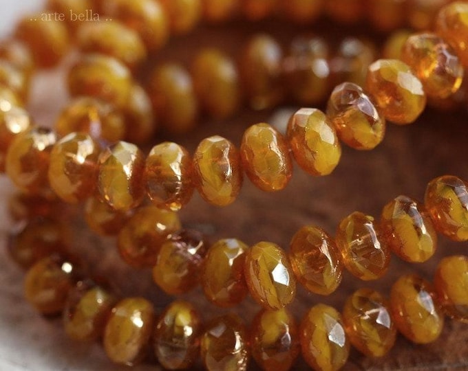 BRONZE PUMPKIN BABIES .. 30 Premium Czech Luster Glass Rondelle Beads 3x5mm (6892-st) .. jewelry supplies