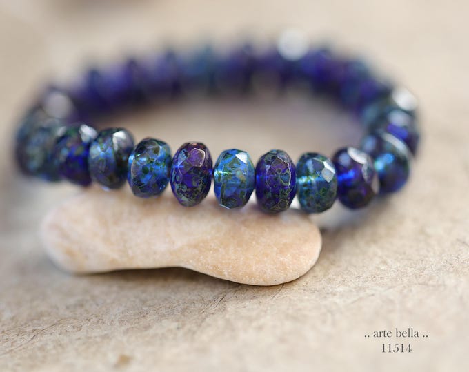 New .. EARTHY DUSK PEBBLES .. 25 Premium Picasso Czech Glass Faceted Rondelle Bead Mix 5x7mm (11514-st) .. jewelry supplies