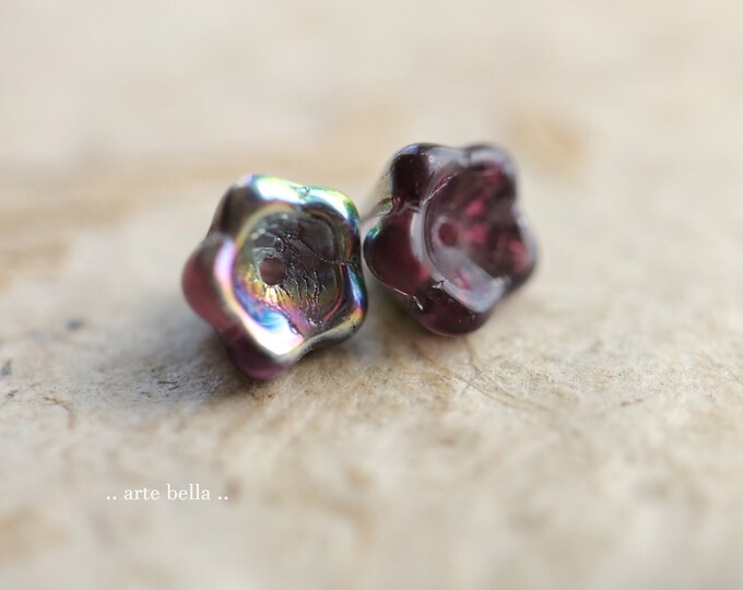 MYSTIC PLUM BUDS .. 20 Premium Czech Glass Bell Flower Beads 8x6mm (9799-20)