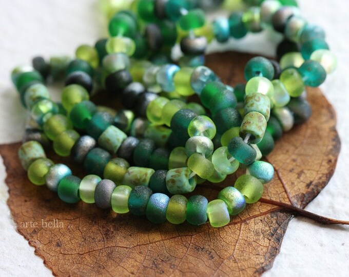 TROPICAL ISLAND SEEDS No. 8104 .. 20" Premium Picasso Czech Matte Etched Glass Aged Seed Bead Mix Size 5 (8104-st) .. jewelry supplies