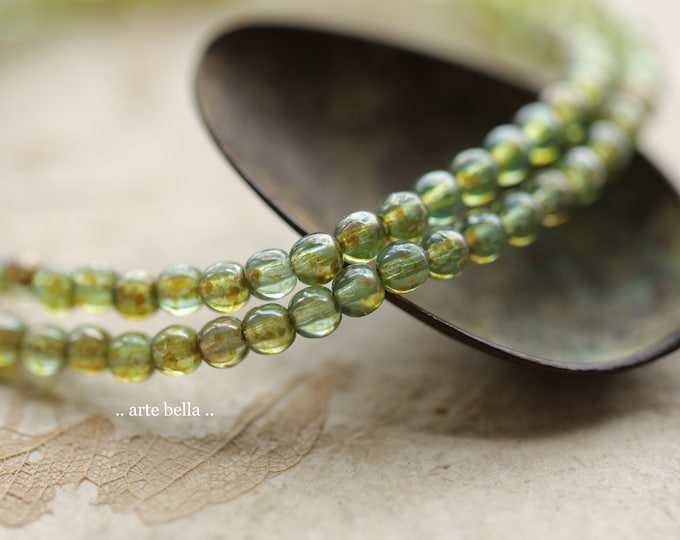 back in stock .. AQUARIUM DRUKS 4mm .. 50 Premium Luster Picasso Czech Glass Druk Glass Beads (5811-st) .. jewelry supplies