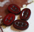 DOTTED BLACK CHERRY .. 6 Premium Picasso Czech Glass Oval Beads 18x12mm (1822-6) .. jewelry supplies