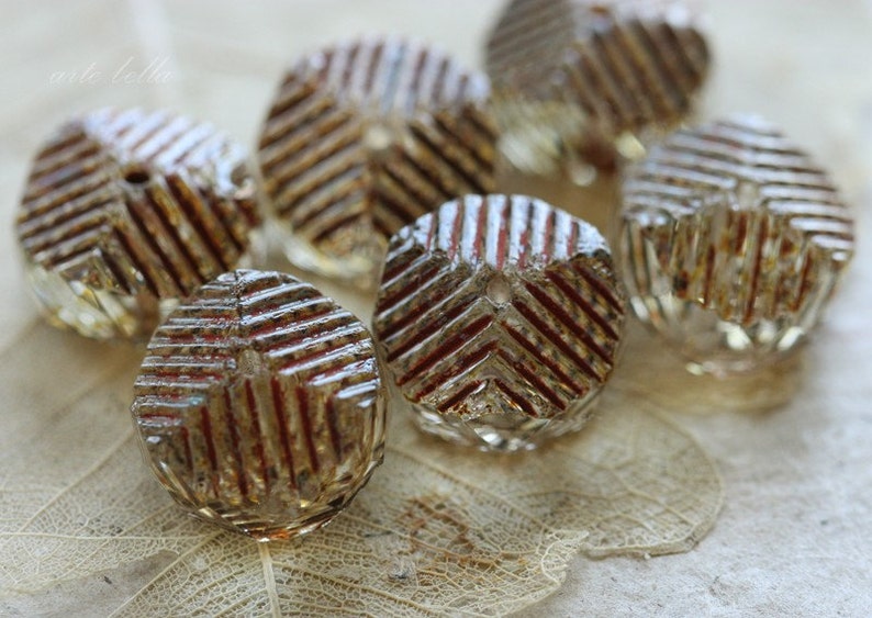 3495-6 6 Premium Picasso Czech Glass Bead 14x10mm WICKED WAVES .