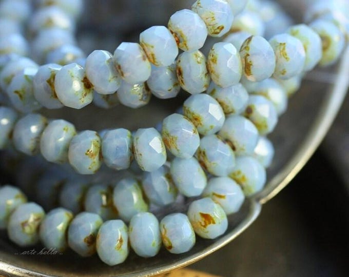 back in stock .. PERIWINKLE MIST BABIES .. 30 Premium Picasso Czech Glass Faceted Rondelle Beads 3x5mm (B36-st) .. jewelry supplies