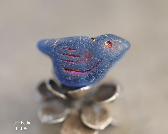 New .. MYSTIC BLUEBIRD CHIRPS .. 6 Premium Czech Matte Glass Bird Beads 11x22mm (11496-st) .. jewelry supplies