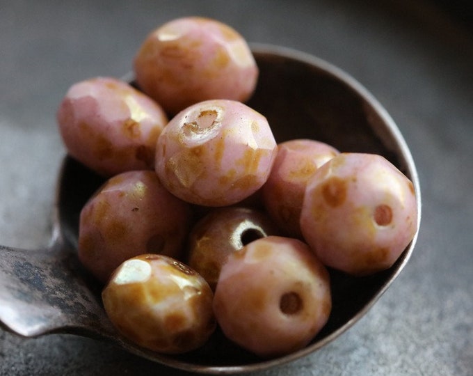 premium glass beads .. GOLDEN ROSIE TOTS .. 25 Picasso Czech Glass Rondelle Beads 5x7mm (6669-st) .. jewelry supplies