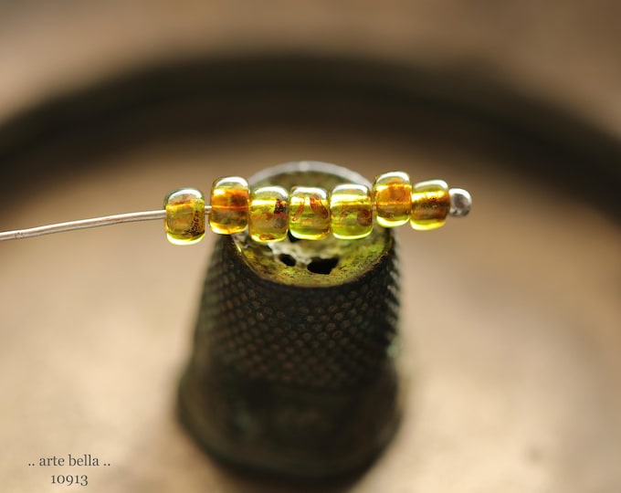 EARTHY OLIVE SEEDS .. New 100 Japanese Toho Picasso Glass Seed Bead Size 6/0 (10913-100) .. jewelry supplies