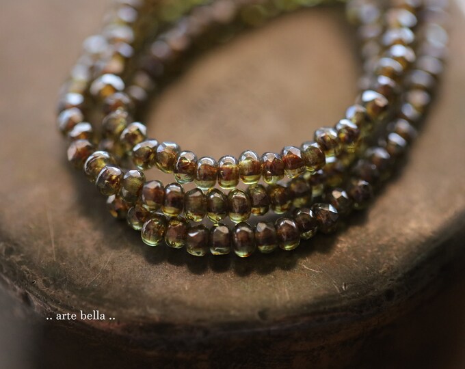 back in stock .. SILVERED PINE BITS .. 50 Premium Picasso Czech Glass Gem Cut Micro Faceted Rondelle Beads 3x2mm (9443-st)