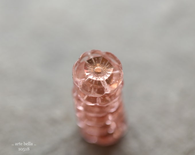 back in stock .. COPPERED PINK PANSY .. 12 Premium Czech Glass Hibiscus Flower Beads 12mm (10518-st) .. jewelry supplies