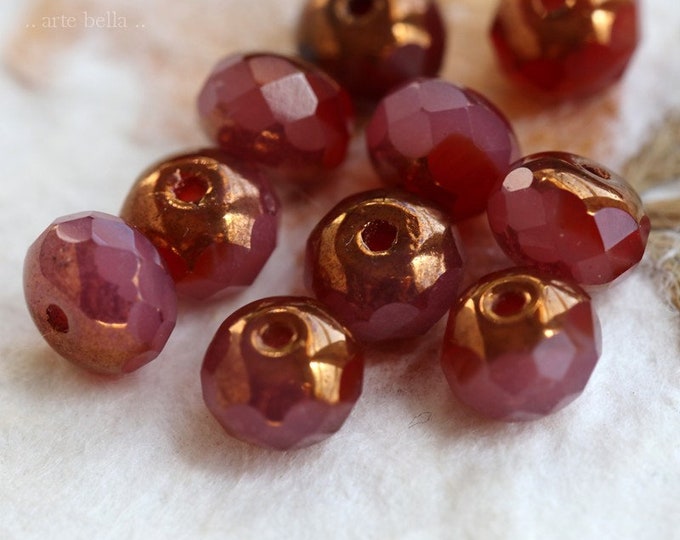 back in stock .. GILDED ROSEWOOD PEBBLES .. 25 Premium Czech Glass Faceted Rondelle Beads 5x7mm (7315-st) .. jewelry supplies