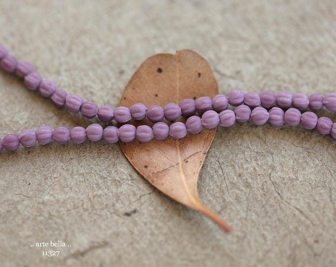 New .. MATTE LAVENDER MINI Melons .. 100 Premium Matte Etched Czech Glass Melon Beads 3mm (11327-st) .. jewelry supplies