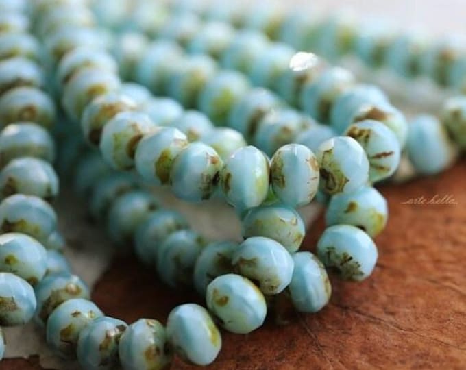 back in stock .. COTTON CANDY PEBBLES .. 25 Picasso Czech Glass Faceted Rondelle Beads 5x7mm (4866-st) .. jewelry supplies