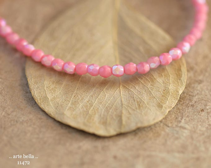 New .. MYSTIC BUBBLEGUM BITS .. 50 Premium Czech Glass Faceted Round Beads 3mm (11472-st) .. jewelry supplies