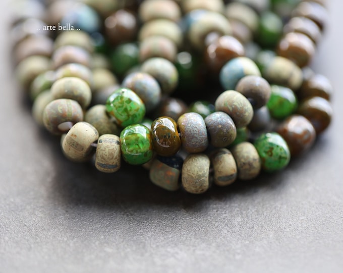 Matte JUNGLE LOVE SEEDS No. 9303 .. 20" Strand Premium Picasso Aged Striped Czech Glass Seed Bead Mix Size 2/0-3/0 5x6.5mm (9303-st)