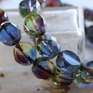 premium Glasperlen .. ROYALTY SLABS .. 6 Picasso Tschechische Tischschliff Facettierten Glasperlen 12 mm (4951-6) ..Schmuckzubehör
