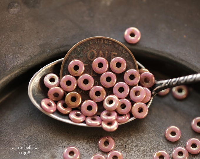 New .. GOLDEN ROSE RINGS .. 100 Premium Luster Czech Glass O Ring Spacer Beads 4x1mm (11308-100) .. jewelry supplies