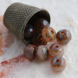 premium glass beads .. HONEY OPALS No. 2 .. 25 Picasso Czech Glass Faceted Rondelle Beads 7x5mm (5819-25) .. jewelry supplies
