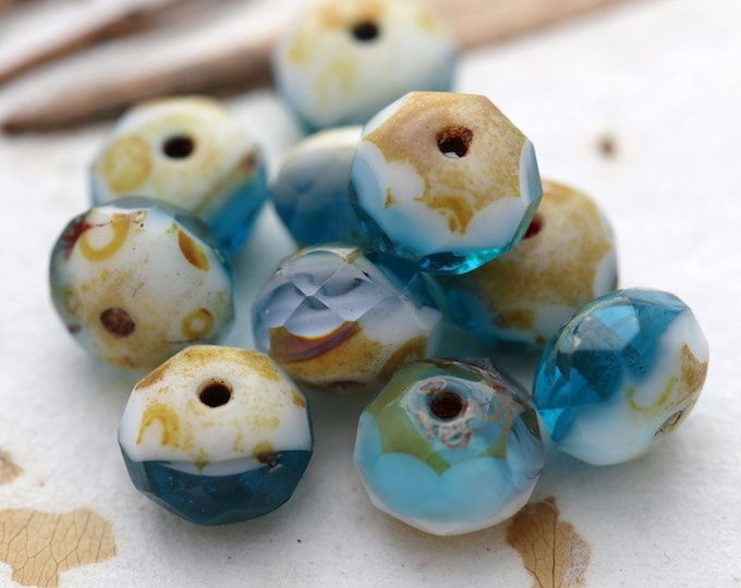 back in stock .. CAPRI SAND No. 2 .. 25 Premium Picasso Czech Glass Rondelle Beads 6x8mm (5189-st) .. jewelry supplies