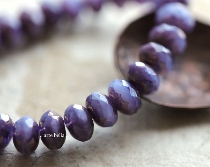 BRONZED LILACS .. 25 Premium Czech Glass Faceted Rondelle Beads 6x9mm (9887-st) .. jewelry supplies