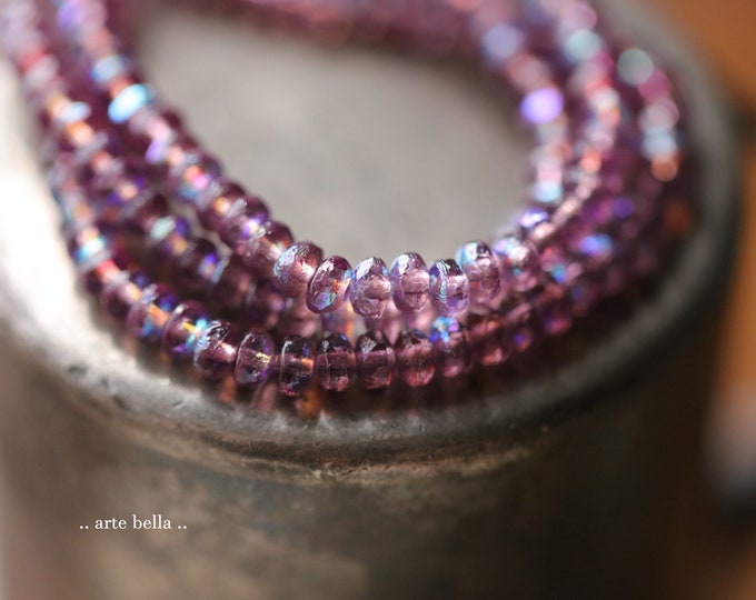 back in stock .. MYSTIC AMETHYST BEBES .. 50 Premium Czech Glass Faceted Rondelle Beads 4x2mm (9841-st) .. jewelry supplies