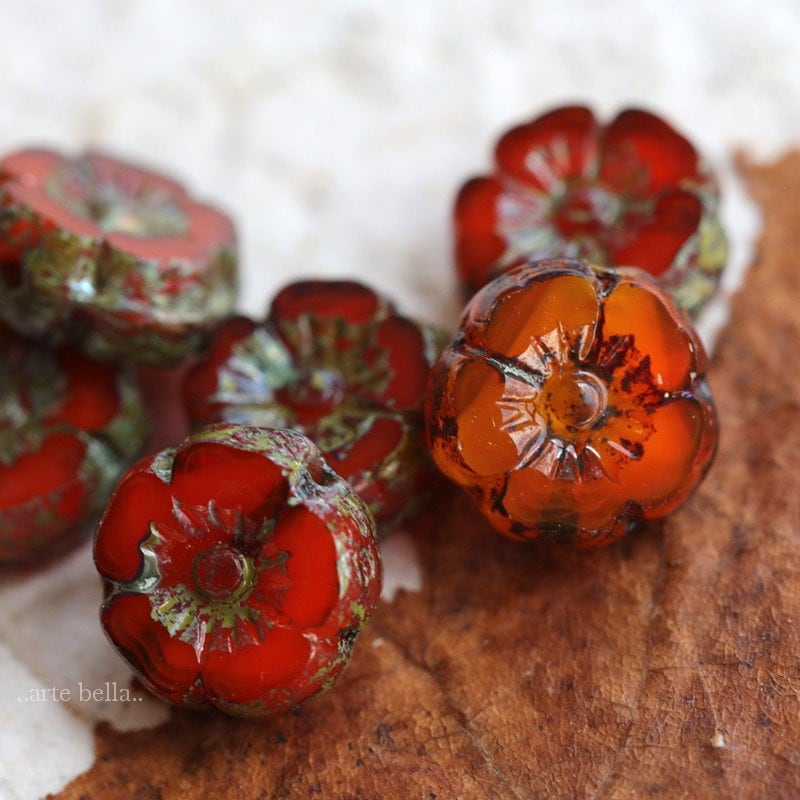 Last Ones .. PERSIMMON PANSY 9mm .. 12 Premium Picasso Czech Last Ones .. PERSIMMON PANSY 9mm .. 12 Premium Picasso Czech