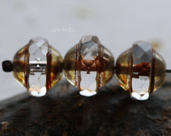 back in stock .. WHISPER BLISS .. 15 Picasso Czech Glass Saturn Beads 8x10mm (5945-15) .. jewelry supplies