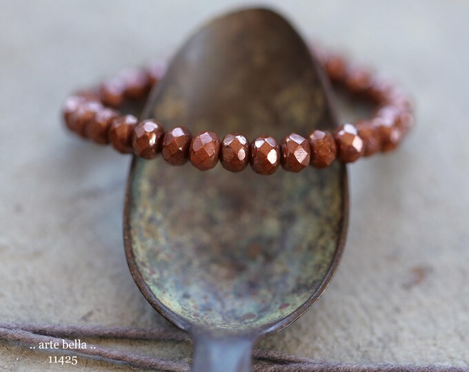 New .. ANTIQUE COPPER BABIES .. 30 Premium Czech Glass Faceted Rondelle Beads 3x5mm (11425-st) .. jewelry supplies