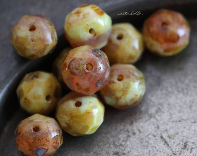 back in stock .. BERRY CUSTARD .. 25 Premium Picasso Czech Glass Faceted Rondelle Beads 6x8-9mm (5758-st) .. jewelry supplies