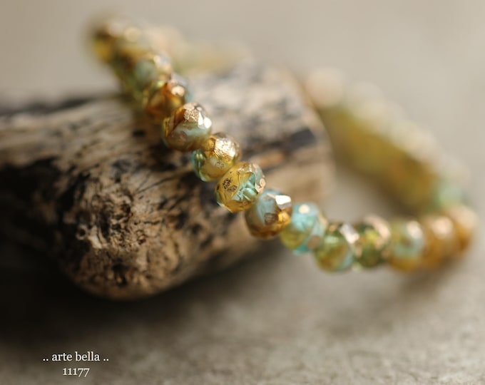 premium glass beads .. GOLDEN CARAMEL SKY Babies .. New 30 Czech Glass Faceted Rondelle Beads 3x5mm (11177-st) .. jewelry making supplies