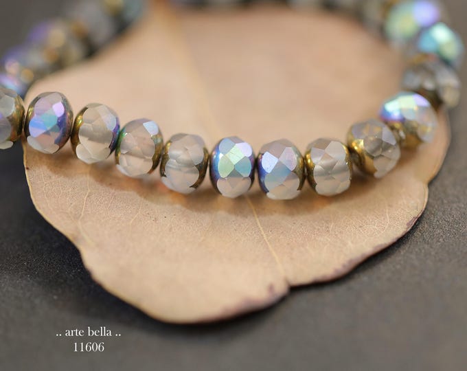 New .. GOLDEN MYSTIC PEBBLES .. 25 Premium Czech Matte Glass Faceted Rondelle Beads 5x7mm (11606-st) .. jewelry supplies
