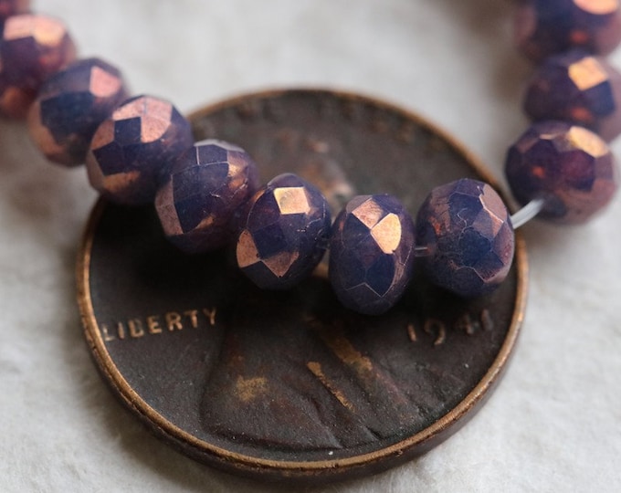 back in stock .. GILDED PLUMBERRY BABIES .. 30 Premium Czech Metallic Faceted Rondelle Glass Beads 3x5mm (6664-st) .. jewelry supplies