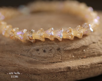 New .. MYSTIC APRICOT BABY Bells .. 30 Premium Czech Glass Bell Flower Bead 5x6mm (11586-st) .. jewelry making supplies