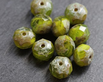 back in stock .. GRASSHOPPERS .. 25 Premium Picasso Czech Glass Faceted Rondelle Beads 6x9mm (8200-st) .. jewelry supplies