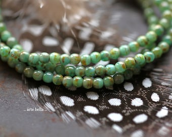 last ones .. BEACHY BITS .. 50 Picasso Czech Glass Tiny Druk Beads 3mm (4620-st) .. jewelry supplies