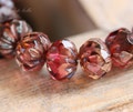 back in stock .. SANGRIA CRULLER .. 10 Picasso Czech Glass Faceted Cruller Beads 7x10mm (3672-10) .. jewelry supplies